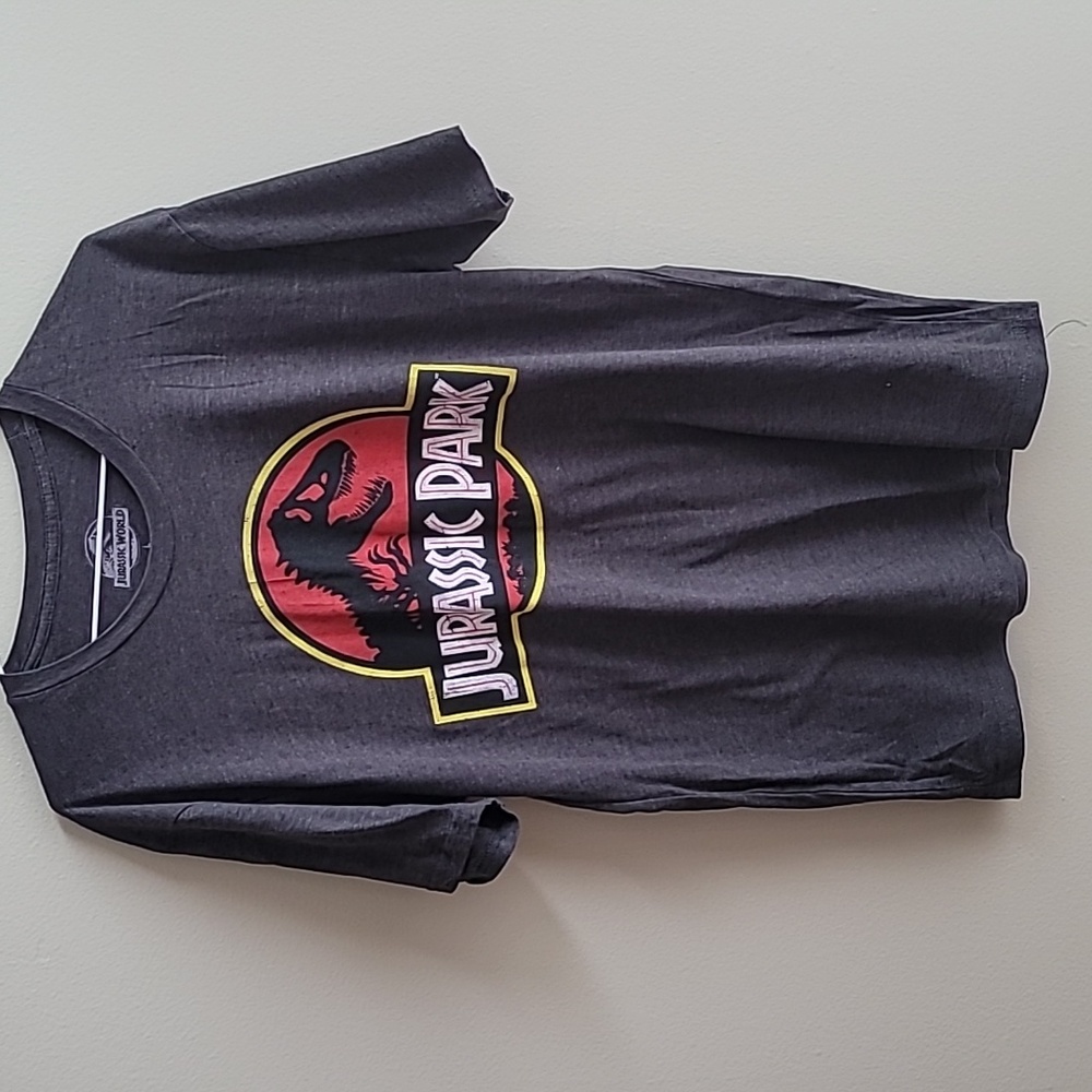 Jurassic Park Grey Gray Short Sleeve T-Shirt (Large)